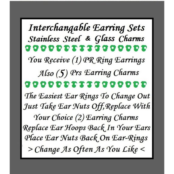 5/$20 Kitty Cat Stainless Steel Interchangeable Charm Earrings-5 Pairs in Set - Picture 7 of 7